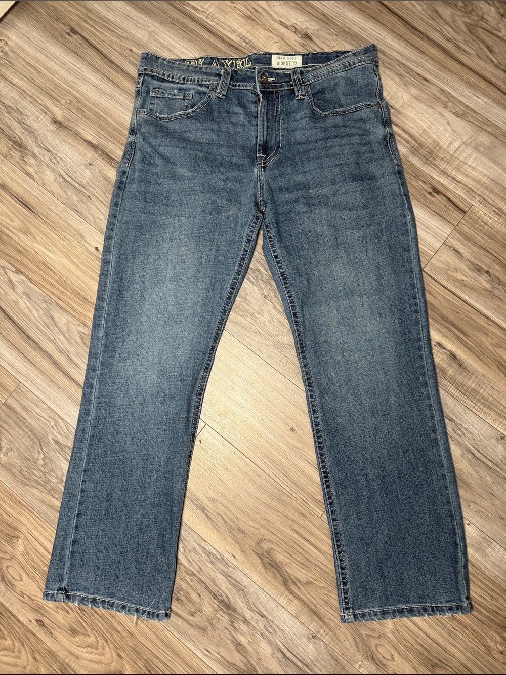 TK AXEL Classic Men's Slim Bootcut Jeans in Medium Blue 36x32